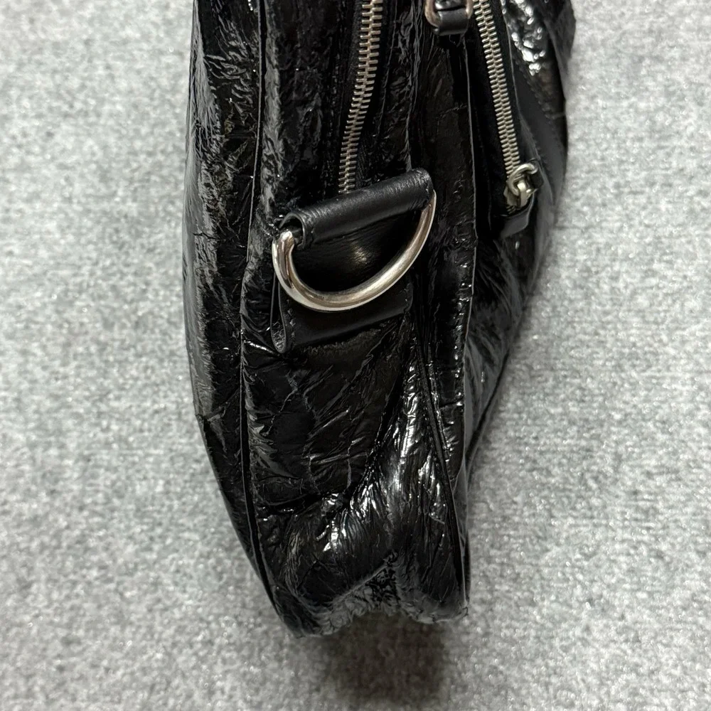 Dolce & Gabbana Briefcase Black Crinkle Leather Document Mens Business Bag